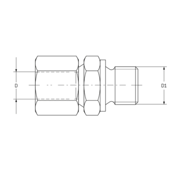 Rechte inschroefkoppeling conform DIN 2353 met buisdraad